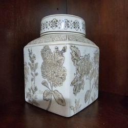 Vintage Floral Ginger Ceramic Jar