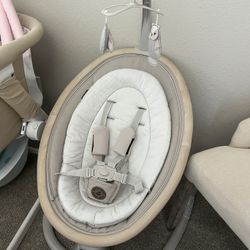 Maxi-Cosi Cassia Baby Swing for Infants: Smart Portable Baby Swing with Music, Lightweight Baby Swing, 360 Rotation Infant Swing, Classic Oat