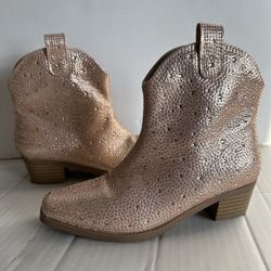  Girls Cowgirl Cowboy Rhinestone Boots Ankle Low Heel Dress Booties Size 2