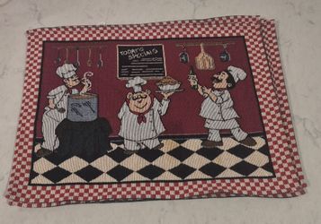 Chef baking themed tablerunner and placemats, 6 count