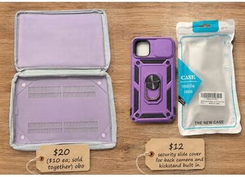 New iPhone 11 case & used mac air hard shell plastic cover and material case
