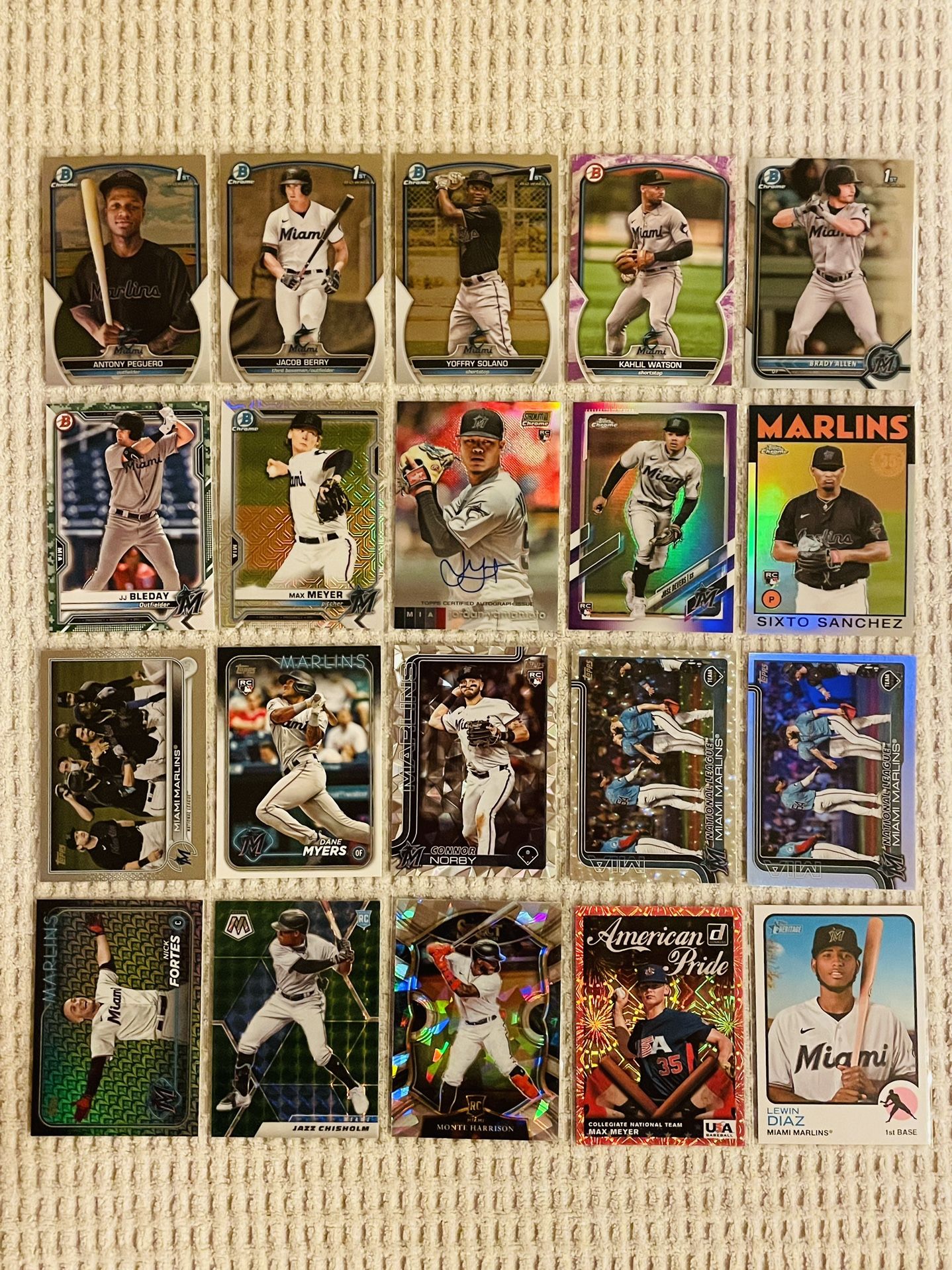 Miami Marlins 20 Card Baseball Lot! Rookies, Prospects, Refractors, Parallels, Autographs, Short Prints, Variations & More!