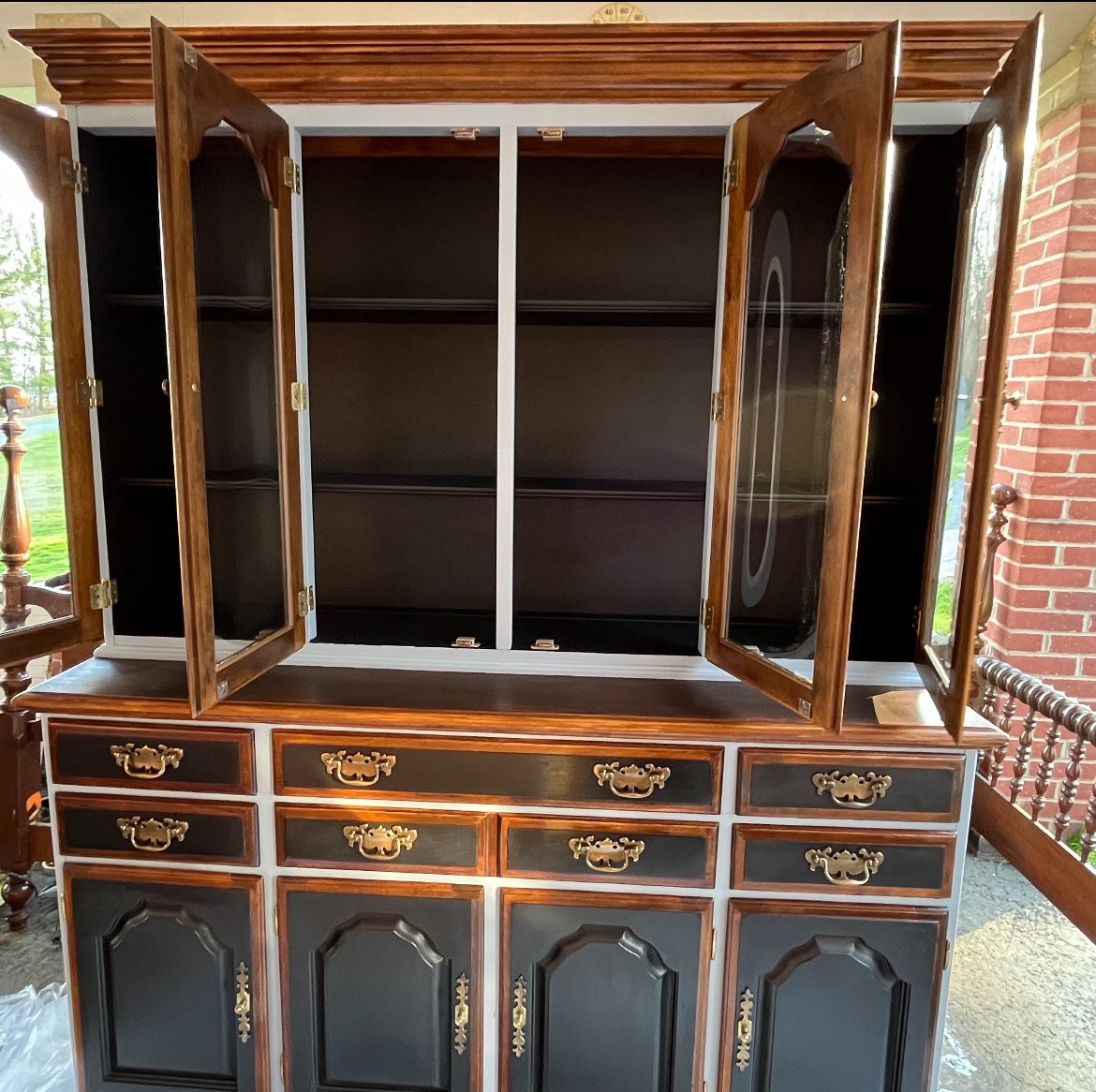 Early American Temple Stuart Cabinet 