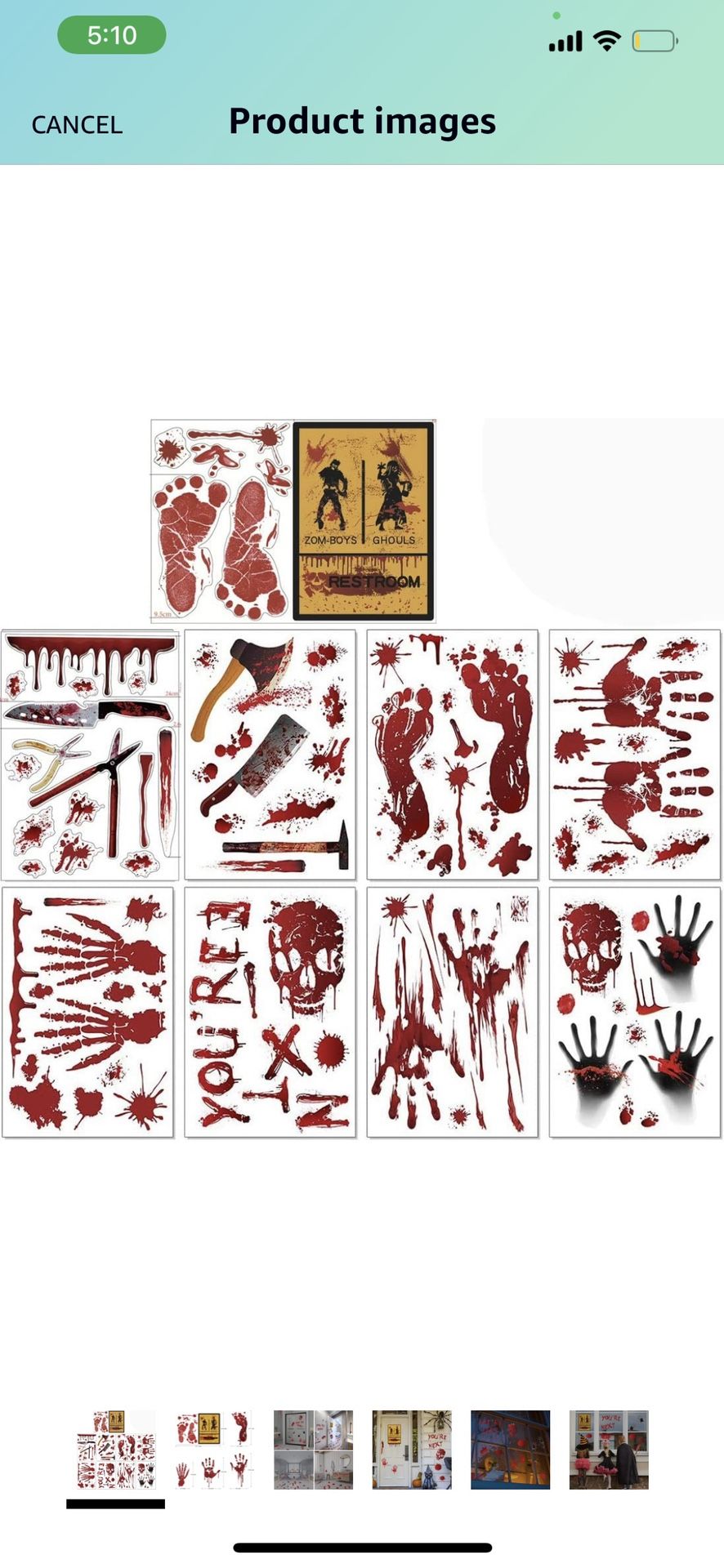 Halloween Decorations Bloody Handprint Stickers
