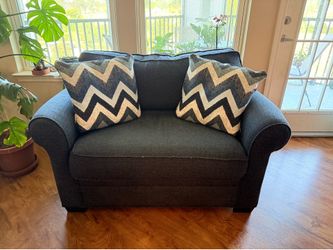 Navy Blue love seat w/ two pillows