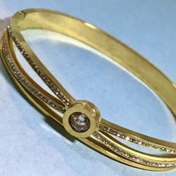 Ladies Bracelet Beautiful Sparkling Crystal Detailed Design Gold On Stainless Steel * Pickup Boca Raton