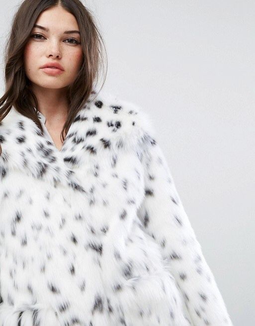 ASOS Dalmatian spotted faux fur coat