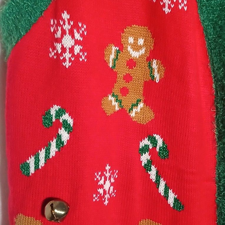 Womens 2XL Holiday Time Christmas Sweater Vest Gingerbread Man Candy Canes Bells