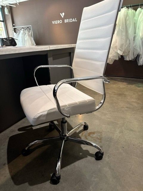 Home Office Chair Ribbed Leather High Back