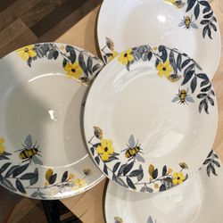 Royal Norfolk Spring Bee Ceramic Plates, 10.5 in. Dinner Plates Set Of 4 