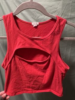 Garage Red Cropped Cut Out Tank Top 