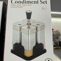 Gray Gold Luxury Condiment Set of 4 with case