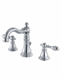 Kingston Heirloom FSC1971ACL - American Classic Two-Handle 3-Hole Deck Mount Widespread Bathroom Faucet with Pop-Up Drain, Polished Chrome