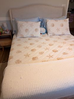 Upholstered Queen Bed Frame, Mattress & Nightstand Set - Available TODAY!