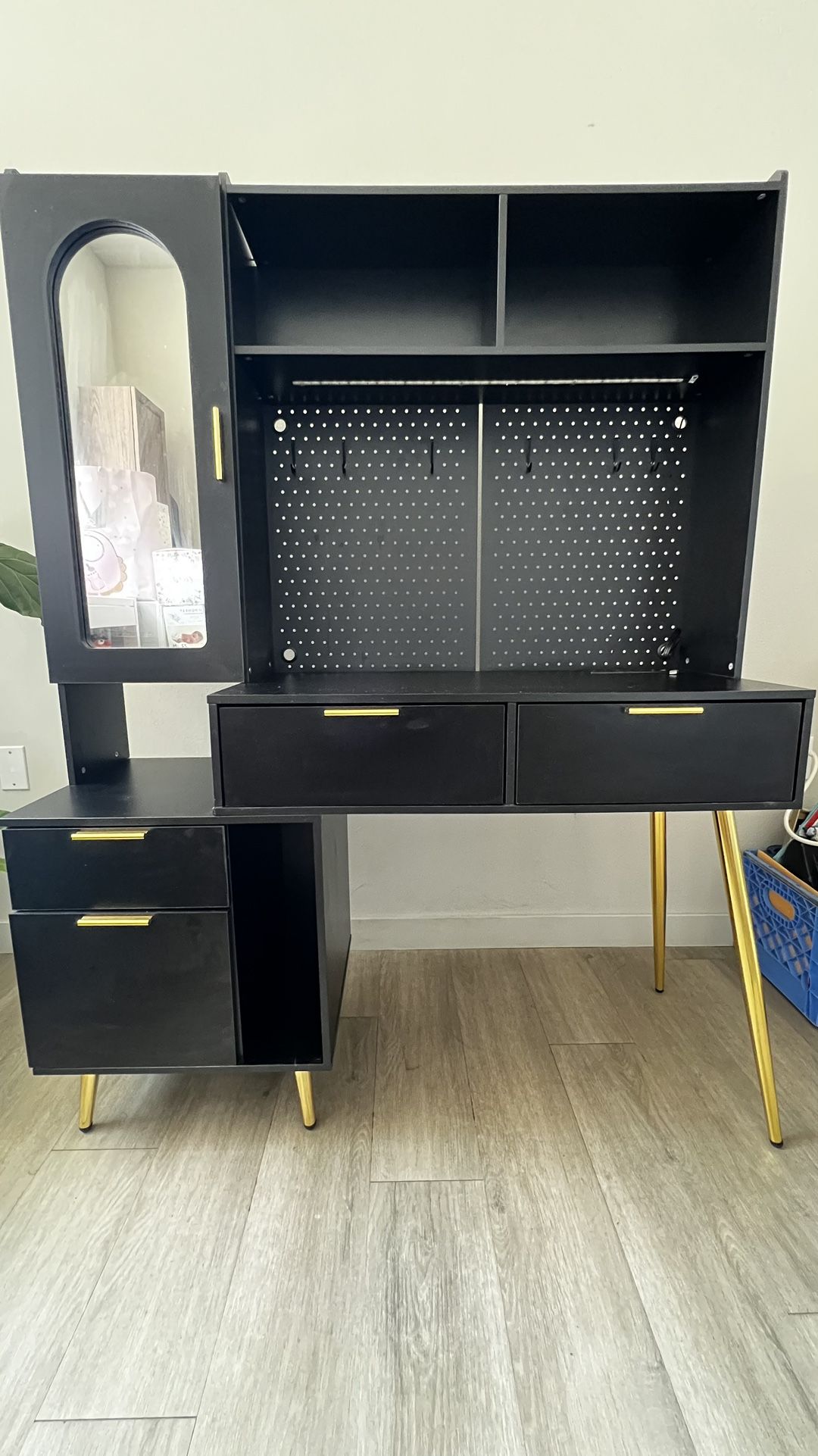 Black Full Vanity w/ Mirror & LED Lights