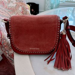 Michael Kors BROOKLYN' SADDLE CROSSBODY BAG IN BRICK/GOLD/NWT