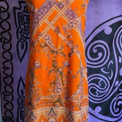 Orange Paisley Sun Dress XL 