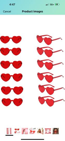 12 Pairs Heart Glasses Colorful Rimless Heart Shaped Sunglasses Love Glasses for Bachelorette Bride Party Favor