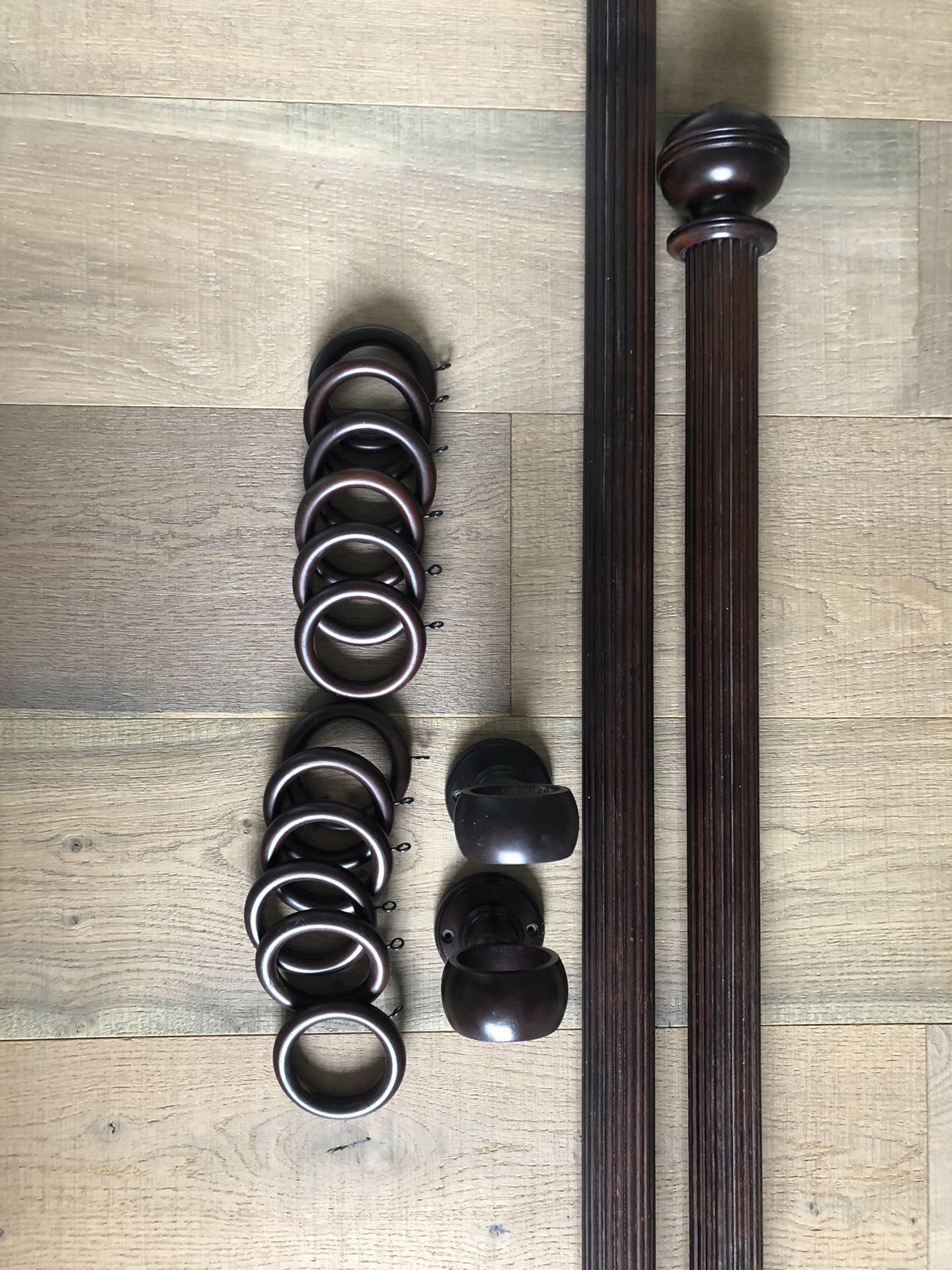 Restoration Hardware 10ft (6ft plus 4ft)Wood Curtain Rod, Finials