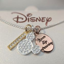 *NEW* Disney ✨ Mickey Mouse "Never Stop Dreaming" Triple Pendant Necklace