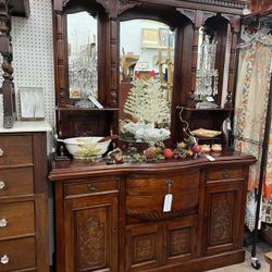 Vintage Sideboard Buffet w/ Mirror