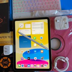 256gb Apple IPad 10th Generation (10.9” Liquid / 2022 model) with pen, keyboard, case & Accessories (warranty 2026) 