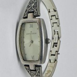 Anne Klein Silver Tone Bangle Bracelet Watch Ronda Movement W/ Swiss Parts