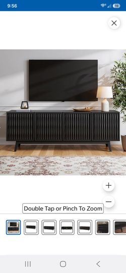 Black TV Stand with Textured Cabinet Doors