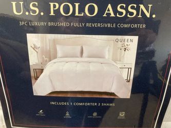Brand New U.S. Polo Assn. 3-piece luxury brushed fully reversible queen comforter set