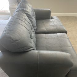 Blue Leather Couch 