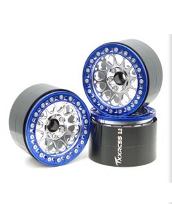 (4pc) RC 2.2 Aluminum Alloy Beadlock Wheels and Tires Upgrades Accessories Rims for 1/10 SCX10 TRX4RC4WD and D90 RC Crawler Axial Remote Control Car