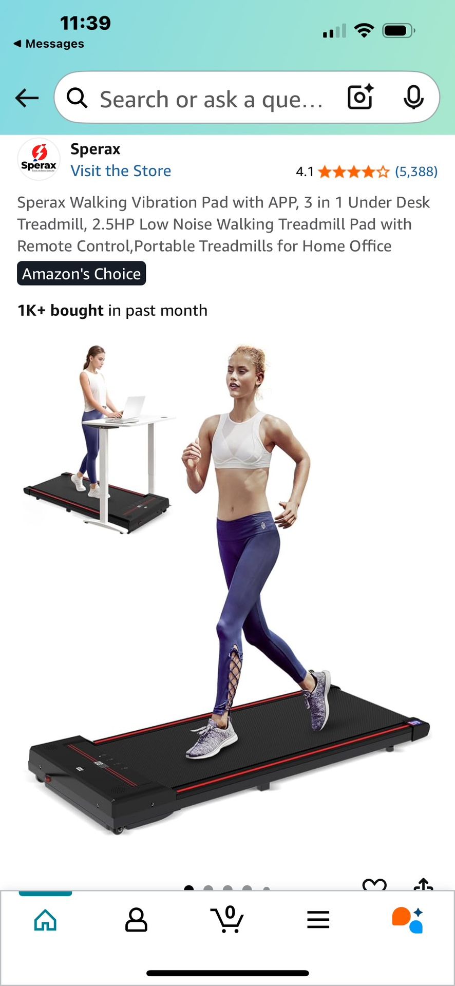 Sperax Walking Vibration Pad with APP, 3 in 1 Under Desk Treadmill, 2.5HP Low Noise Walking Treadmill Pad with Remote Control,Portable Treadmills for