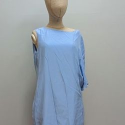 Marie Oliver Blue One Shoulder Silk Dress - XS
