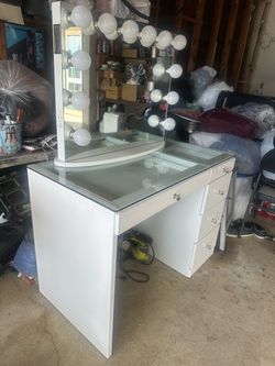 White Makeup Vanity Desk & Bluetooth  Mirror