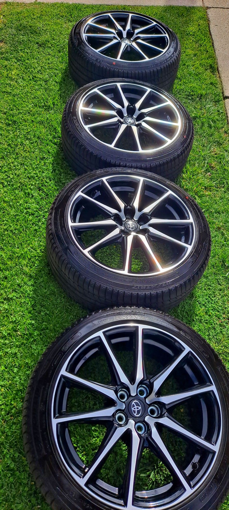 NEW TOYOTA 17" WHEELS WITH NEW MICHELIN TIRES FOR ANY COROLLA GR86 CELICA MATRIX PRIUS YARIS 86 SCION FR TC XD OR BRX IMPREZA LEXUS CT200H OR AN