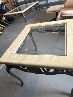 MARBLE and GLASS Table Stainless Steel Legs