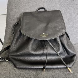 Kate Spade Pebbled Leather Drawstring Backpack – Black