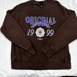 H&M Brown Graphic Crewneck Sweatshirt – “Original 1999” Retro Print (Unisex, Barely Used)
