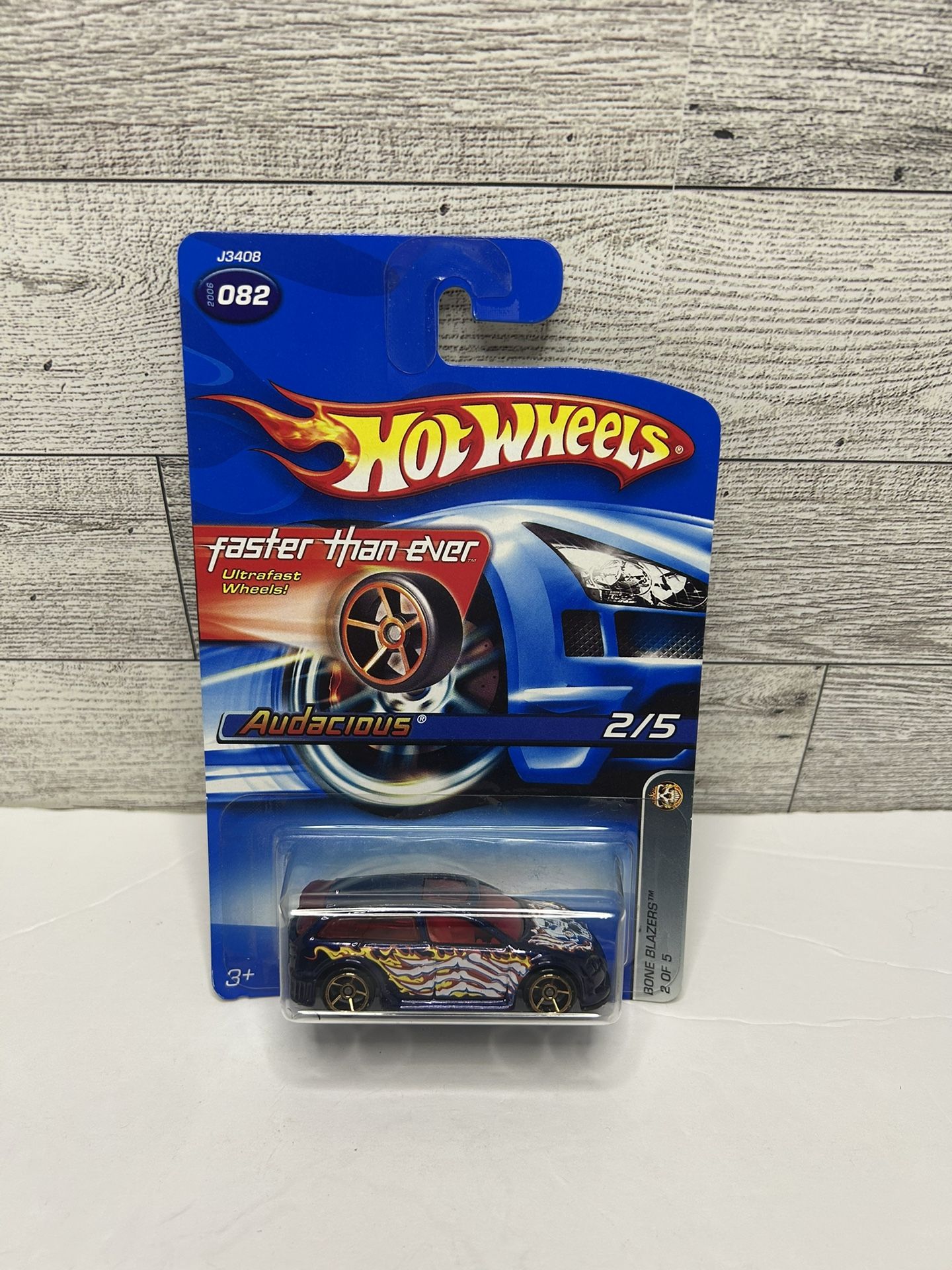 Hot Wheels Blue ‘2006 Audacious Bone Blazers / Fast Than Ever • Die Cast Metal & Plastic • Made in Malaysia