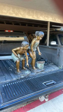 Bronze Beach Boy And Fountain Girl - Handcrafted 