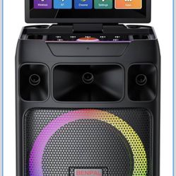 New-Portable Karaoke Machine with 14 Inch Touch Screen & Lyrics Display, Professional Bass Sound for Home Parties, Outdoor Events, Karaoke Nights - Pe
