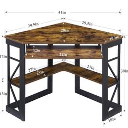 Computer corner desk -wood & metal - $40 OBO