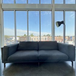Midcentury Modern Minimalist Gray Fabric Sofa Couch 