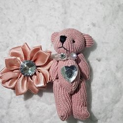 Cute Teddy Bear hair clip ~ handmade