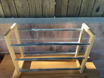 Two tier wooden expandable shoe rack