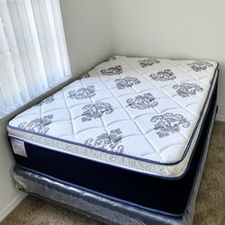 Full Size Mattress 14 Inch Thick With Pillow Top And Box Springs New From Factory Available All Sizes Same Day Delivery 