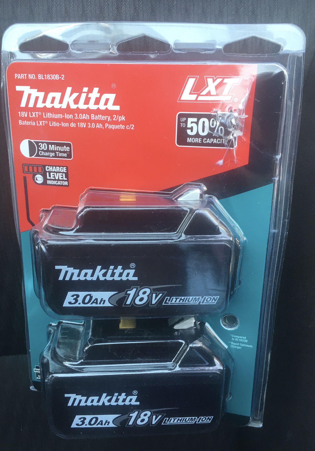 Makita 18-Volt LXT Lithium-Ion High Capacity Battery Pack 3.0Ah with Fuel Gauge (2-Pack)