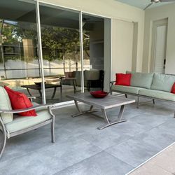 Contemporary Set of Aluminum Outdoor Furniture, Sunbrella