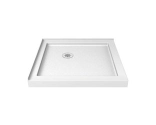 Dreamline SlimLine 36 in. x 36 in. Double Threshold Shower Pan Base with Corner Drain in White