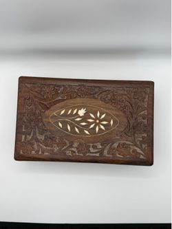 Vintage Hand Carved Wooden Nesting Jewelry Box Set (3 Pieces)